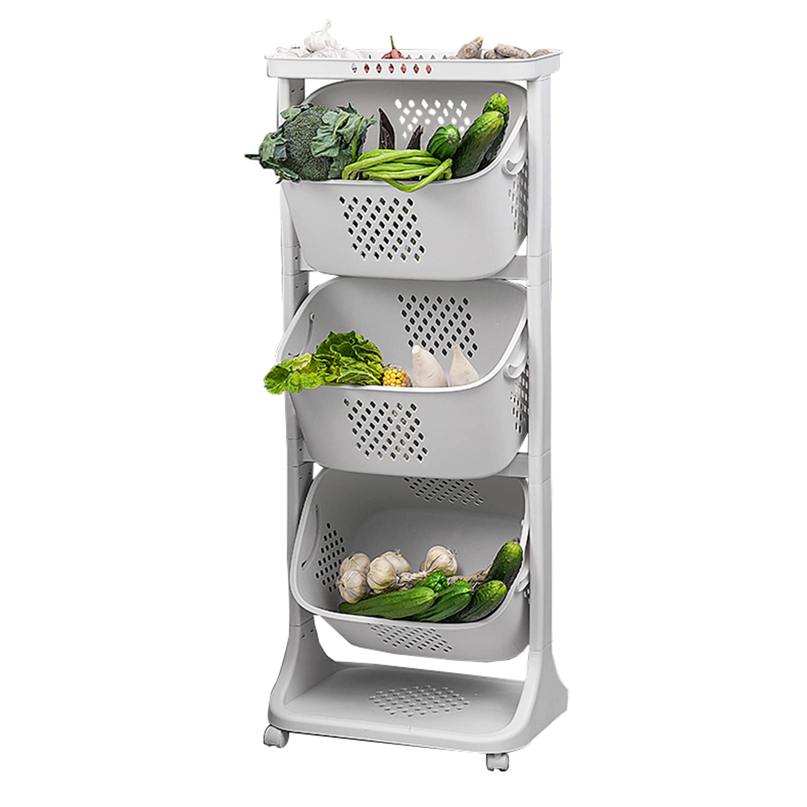 Cesta giratoria transpirable en estantes de plástico JATIBOSH 3 niveles para baño