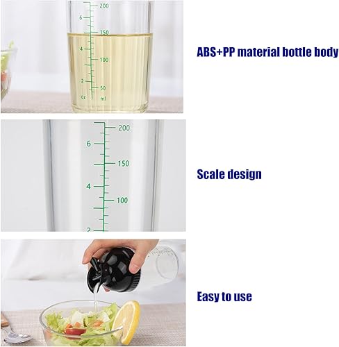 Miniatura 5 de Coctelera de aderezo de ensalada de 6.8 fl oz, botella de aderezo de ensalada visible de grado alimenticio, recipiente de ensalada casero a prueba
