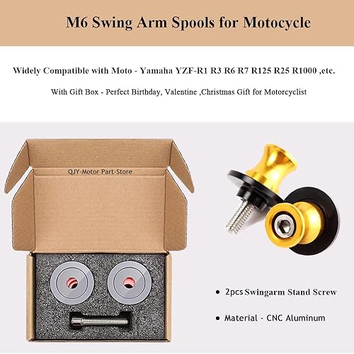 Miniatura 5 de 2 unids 6MM M6 X1.5 Motocicleta Swing Arm Sliders Carretes CNC Swing Arm Stand Tornillo para Yamaha YZF R1 R3 R6 R25 R1000 (dorado)
