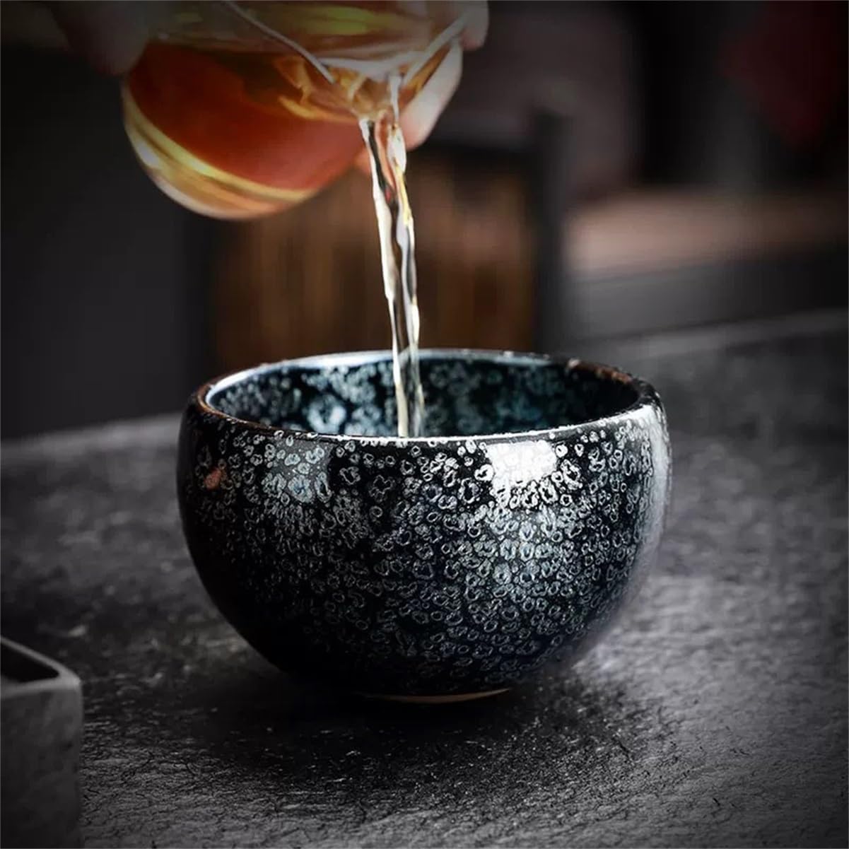 180ml Large Handcrafted Jian Zhan Tea Cup, Tianyan Pattern Ceramic Tea Bowl, Traditional Chinese Master Teacup with Gift Box for Gongfu Tea & Gifting(Gift box)