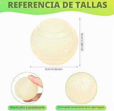 QKURT 3 Pieces Glow in the Dark Dog Ball, 6 cm Indestructible Dog Ball Toys, High Bounce Luminous Rubber Ball for Small, Medium and Large Dogs