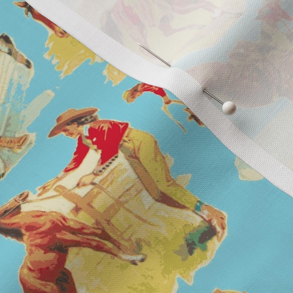 Spoonflower Fabric - Cowgirl Cowboy Western Rodeo Turquoise Printed on Petal Signature Cotton Fabric by The Yard - Sewing Quilting Apparel Crafts Decor