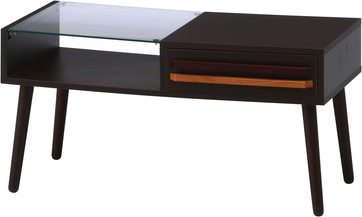 Fuji Boeki Oslo 10035 Low Glass Table, Width 31.5 x Depth 16.9 x Height 16.5 inches (80 x 43 x 42 cm), Dark Brown,