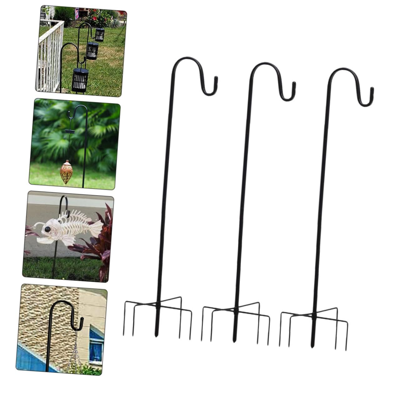 Homoyoyo 3 Stück Robuste Garten Schäferhaken aus Metall Vintage Stil 96cm Lang zum Aufhängen von Pflanzen Laternen Vogelfutterhäuschen und Dekorationen für Außenbereich