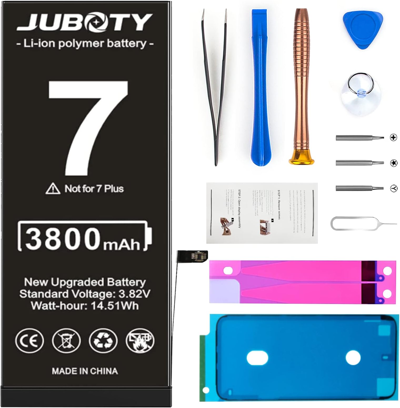 [3800mAh] Battery for iPhone 7, Li-Polymer New Upgraded 0 Cycles High Capacity Battery Replacement for iPhone 7 Model A1660 A1778 A1779 with Professional Repair Tool Kit (NOT fit 7Plus)