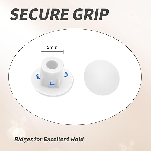 Miniatura 5 de 500 piezas de tapones de plástico para agujeros redondos tipo botón para gabinetes, armarios, estantes de 3/16 pulgadas, tapas de tornillos blancas