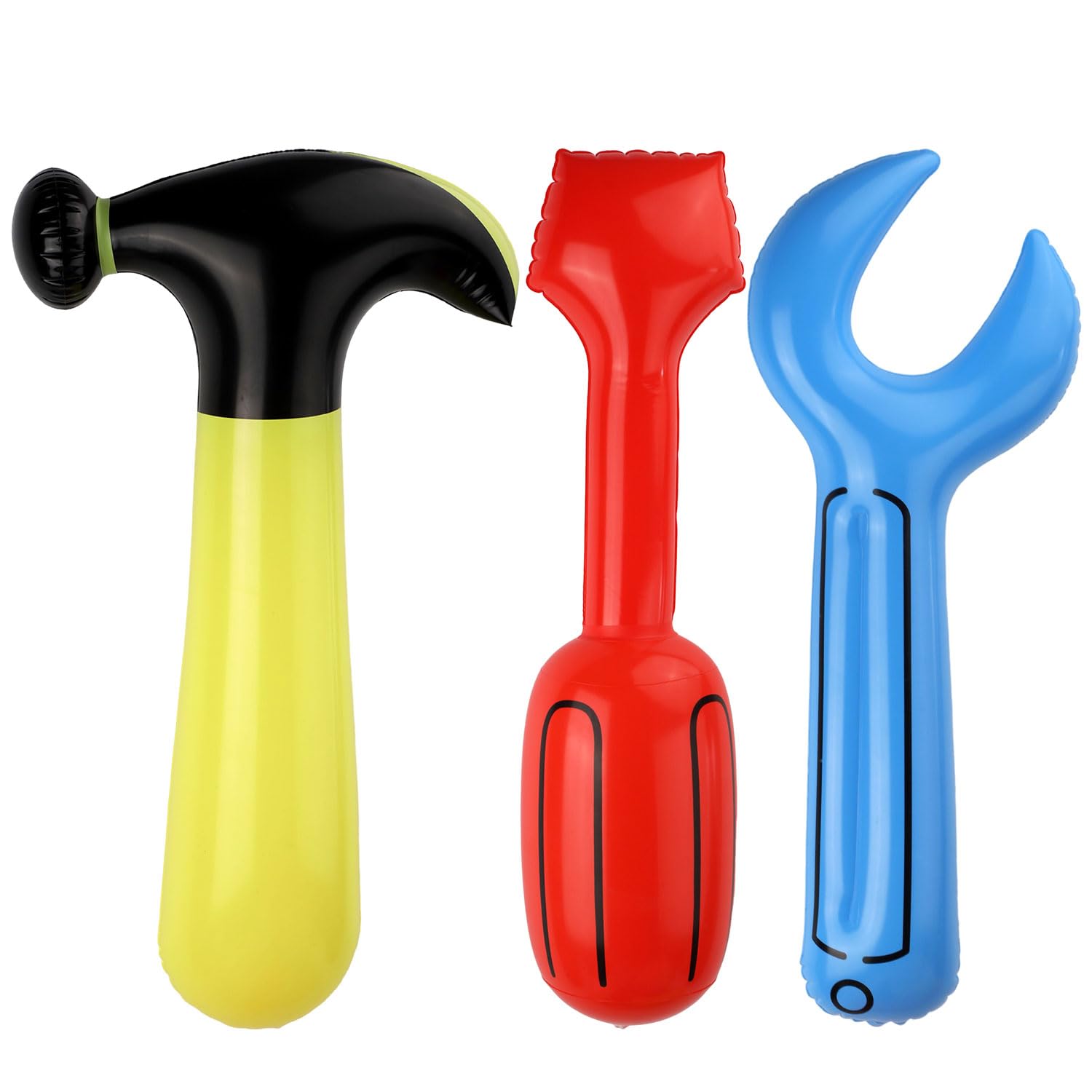 3 Pcs Inflatable Tools Toys, Inflatable Tools Party Balloon Decor Inflatable Tool Set Blow Up Hammer Wrench Screwdriver Toy for Construction Party Inflatable Decoration