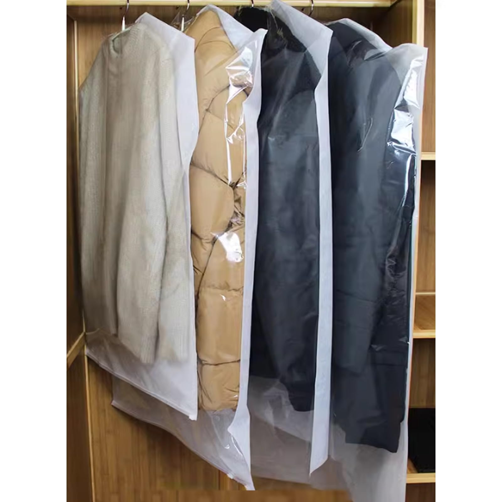 Garment Bags， 5 Pieces, Non-woven Translucent Suit Cover, Bottom Opening Design(60 * 120cm/24 * 47in)