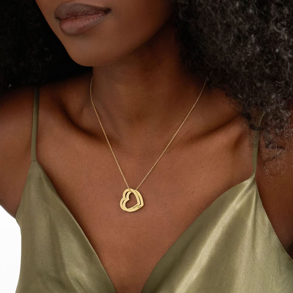 MyNameNecklace MYKA - Collar Corazones Entrelazados - Joyería para Mamá, Abuela, Novia - collar con nombre, inscripciones, letras - Regalos para mujer, Aniversario, Día del amor