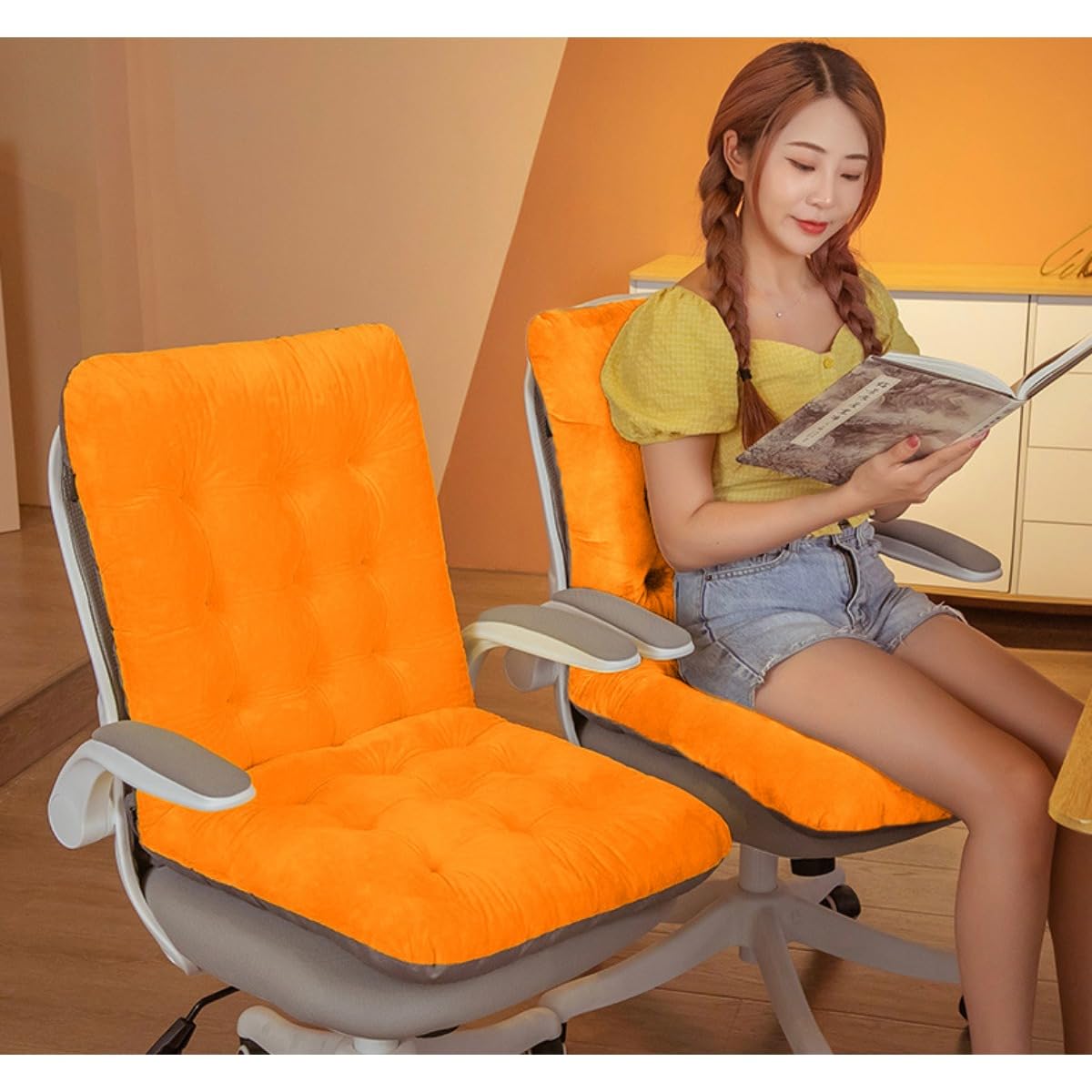 Cuscini ergonomici per sedie da ufficio e da gioco, supporto posteriore antiscivolo, con cinghie elastiche, ideali per auto, sala da pranzo e giardino (C1, 45 x 100 cm)