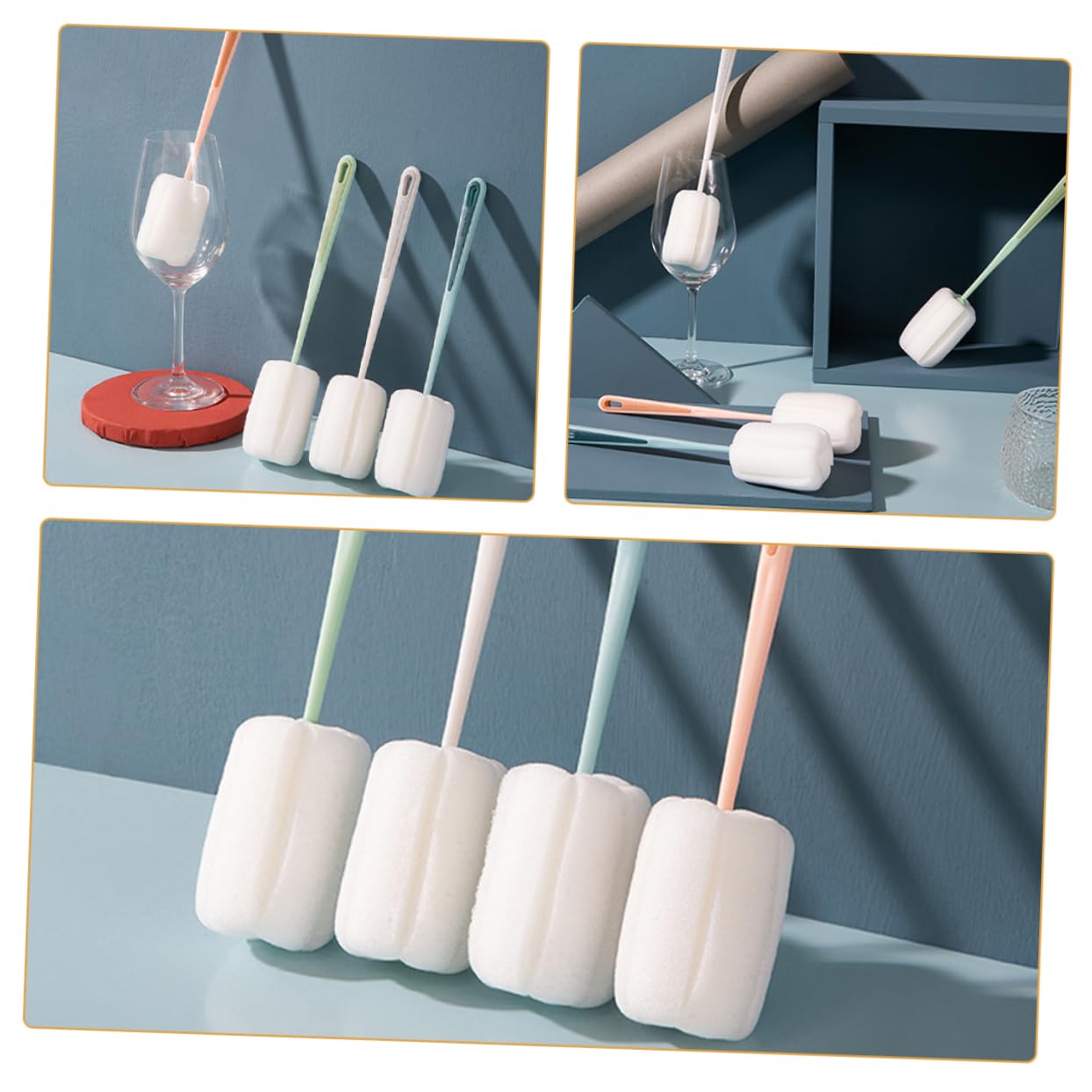 Zerodeko 5 Set Di Strumenti Per La Pulizia Spazzola Per Bottiglie Per Viaggio Spazzola Spugna Leggera E Multifunzionale 4 Pezzi * 5