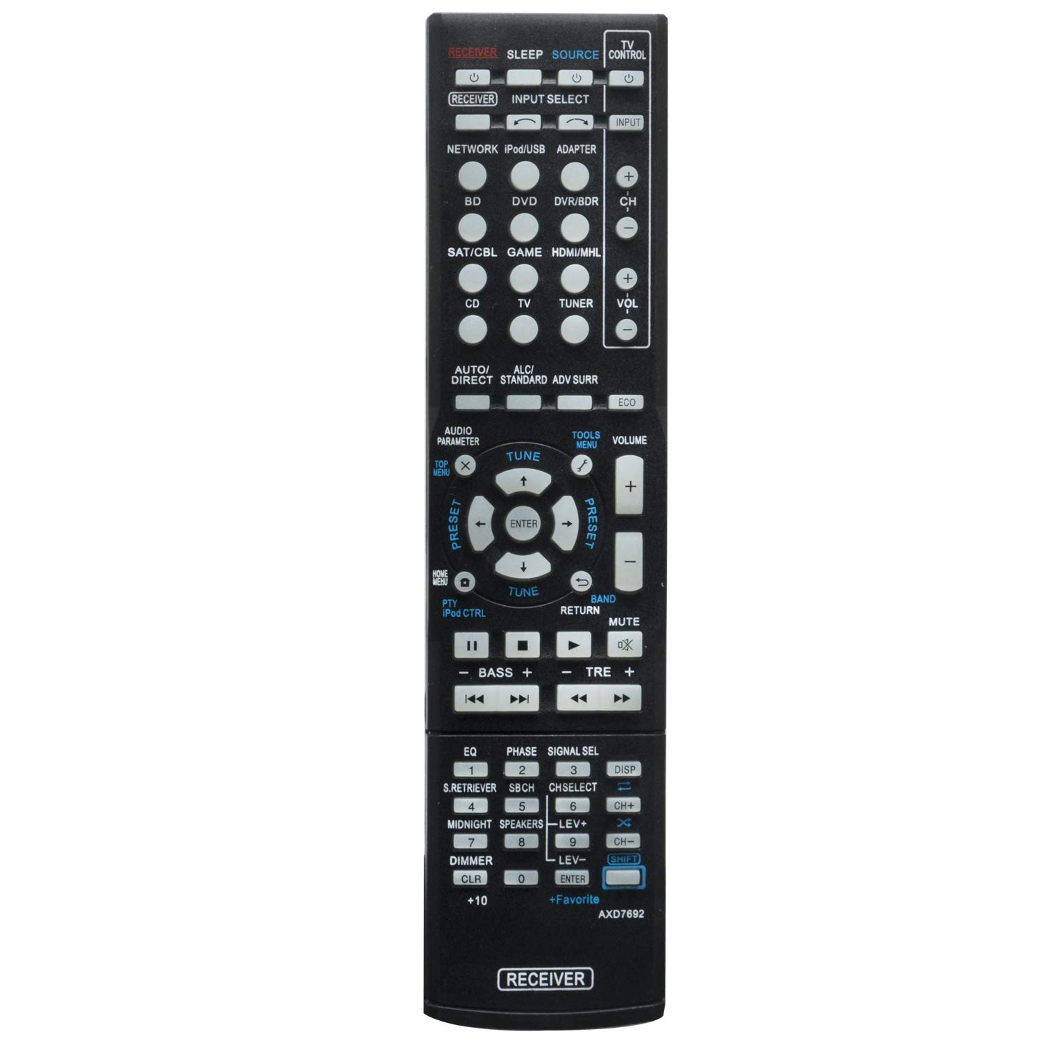 VINABTY AXD7692 Telecomando sostituito per PIONEER AV VSX-528 VSX-828 VSX515 VSX516 vSx528 VSx828 VX-528 VX528 VSX-515-S VSx-516-S per Pioneer AXD7664 8300766400011IL VSX-1022-K VSX-822 Telecomando