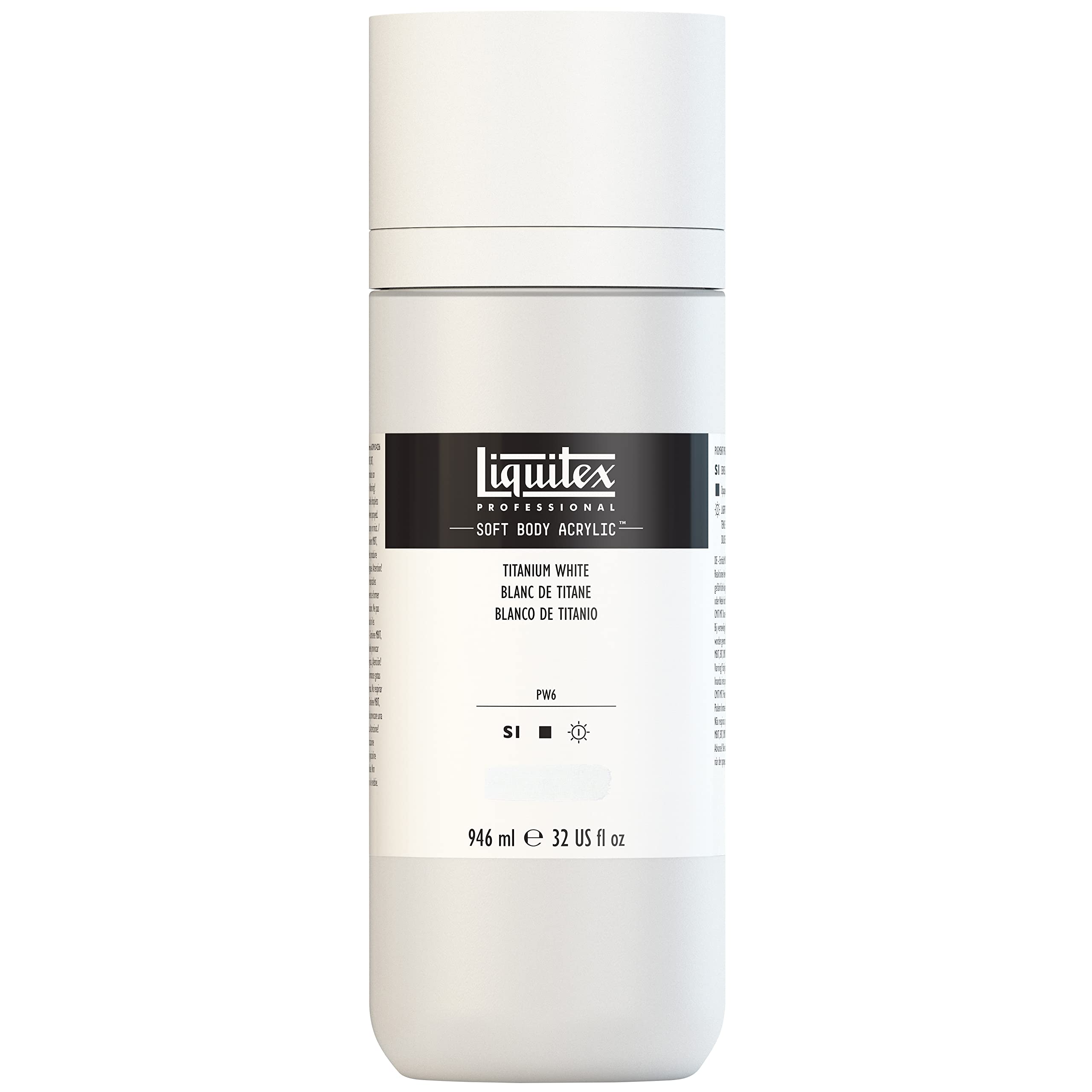 Liquitex 1946432 Professional Acrylic Paint Soft Body - Artist Paint in Creamy Opaque Consistency, High Pigmentation, Lightfast and Ageing Resistant, 946 ml Bottle - Titanium White