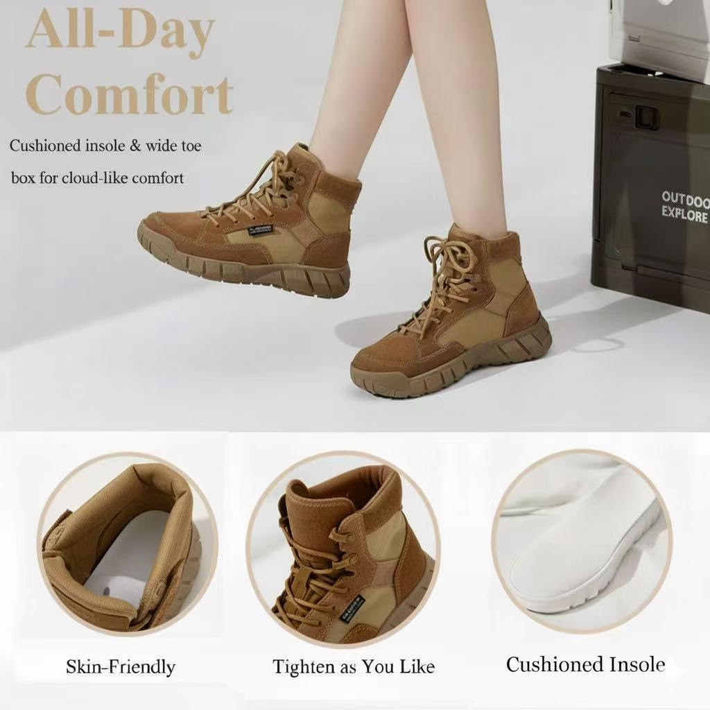 Ckrola Women’s Lace Up Combat Boots Hidden Wedge Platform Heeled Fashion Ankle Booties Non Slip Comfortable Casual Hiking Boot with Fur