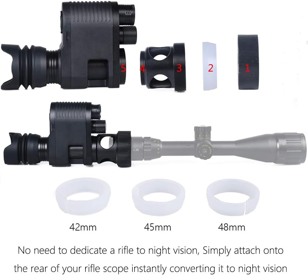 Digital Night Vision Monocular Scope Camera for Complete Darkness, Hunting Infrared Night Vision Rifle Scope Take Photos and Videos with 32GB Memory Card Megaorei 3