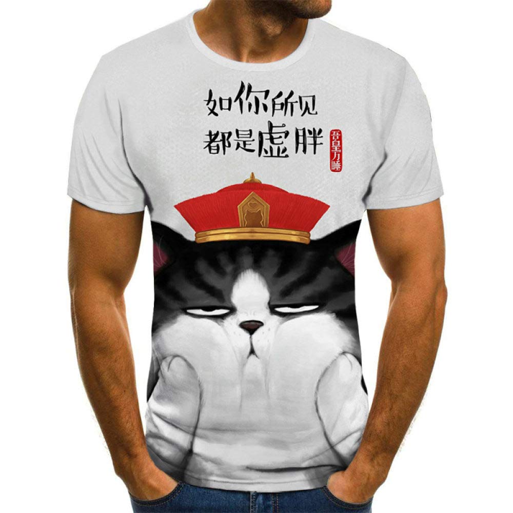 ZHRDRJB3D T-Shirts,Creative Fat Cat Animal 3D Printed T Shirt Round Neck Pullover Casual Short Sleeve Plus Size T Shirts Tops Summer Wild Couple Clothing