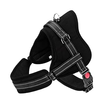 SHAFIRE Soft and Breathable Harness for Dogs Large Size,Adjustable Reflective Dog Vest,Body Belt for Dogs with Hook and Handle(Black, XL(73-100CM)