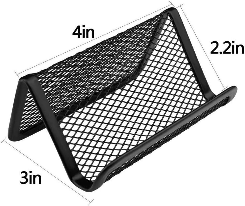 Black Metal Mesh Business Card Holder Desk Business Card Organizer for Desk Office Name Card(Black, 6 Pack)