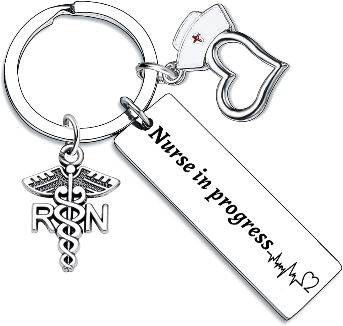 BESPMOSP Nurse Gifts for Women Nurse Keychain Appreciation Graduation Gifts RN Nurse In Progress Keychains (Nurse in progress)