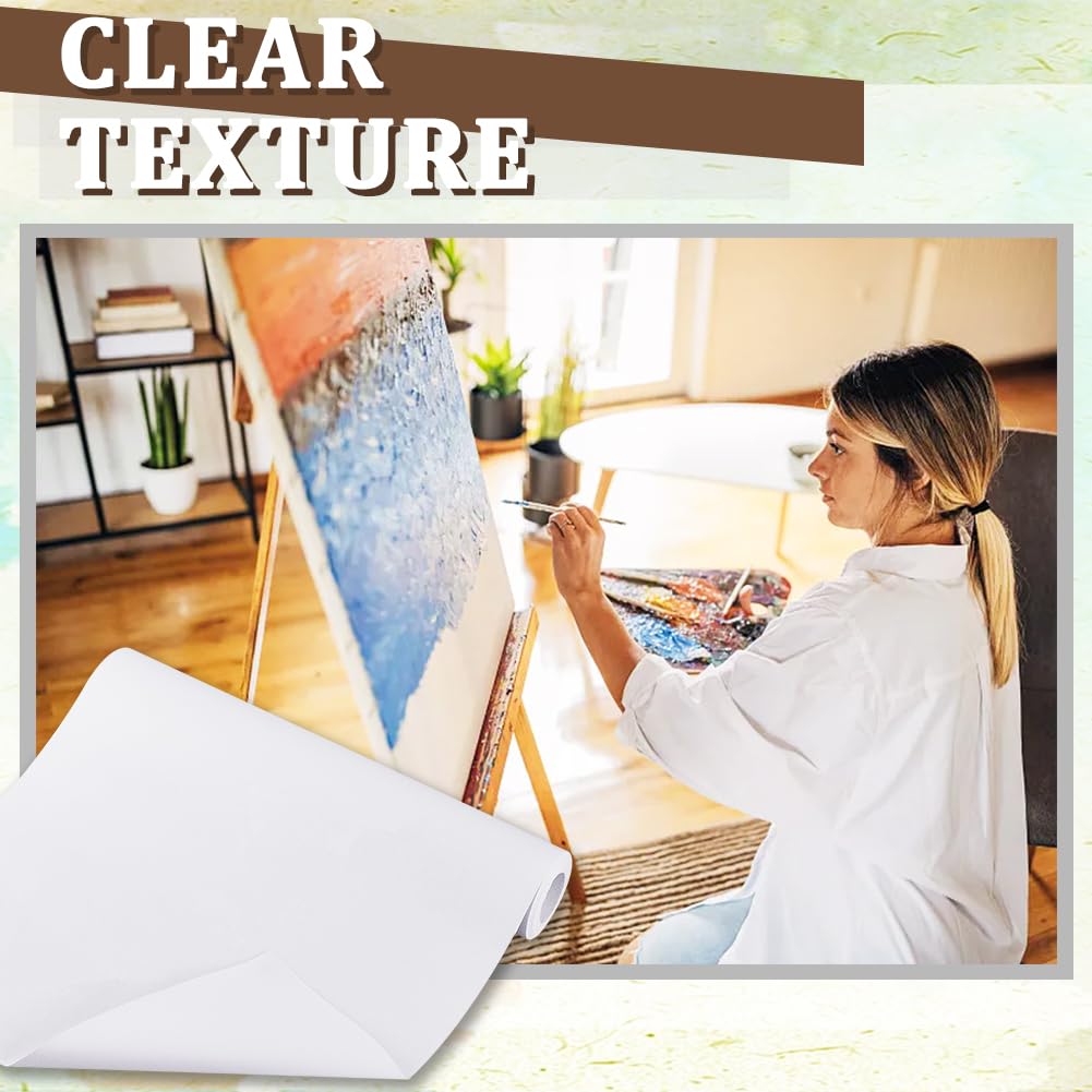OLYCRAFT Rotolo di Tela Bianca da 37.3cm X 5 m Tela di Cotone con Doppio Primer Rotolo di Tela di Cotone Spesso 0.3mm per Pittura Carta da Gesso con Doppio Primer per Progetti Artistici con Pittura