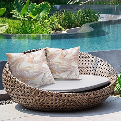 Bbiggood Rose Gold Pillow Covers, Set Of 2 Modern Marble Abstract Texture Home Decorative, European Modern Decor Square Double Sided Design Printed, Decorative Pillows For Bed, Gold 20"X20" #TOP1