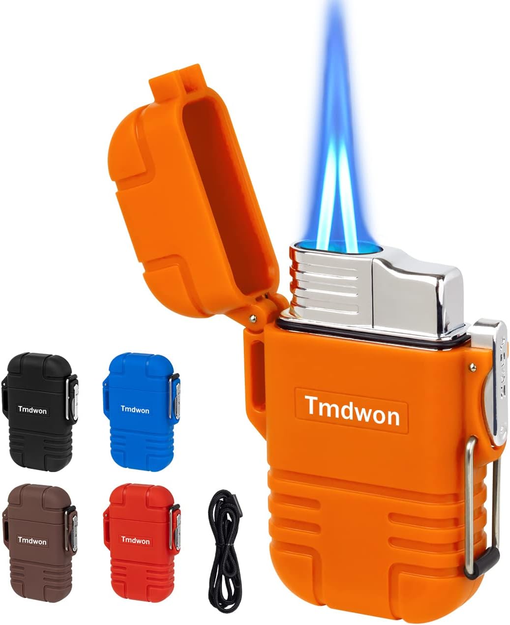 Torch Lighter Butane Lighter Waterproof Double Jet Lighter for Hiking Camping, Orange (No Butane)?