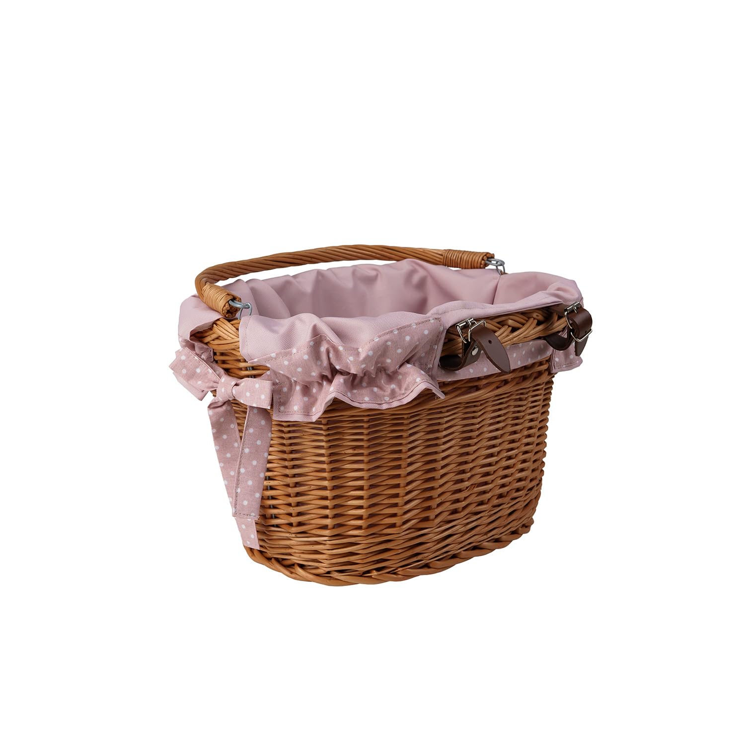 Panier de vélo rétro en osier avec sangles en cuir, sac de transport en osier pour un vélo