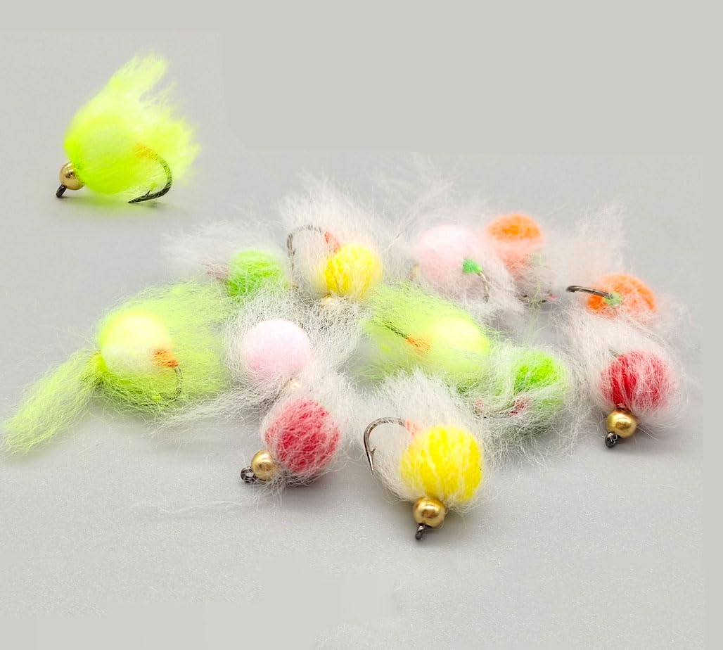 12pcs Bead Head Salmon Egg Fly Salmon Fish Roe Wet Flies Fast Sinking Trout Lure Steelhead Fishing Artificial Bait Lure