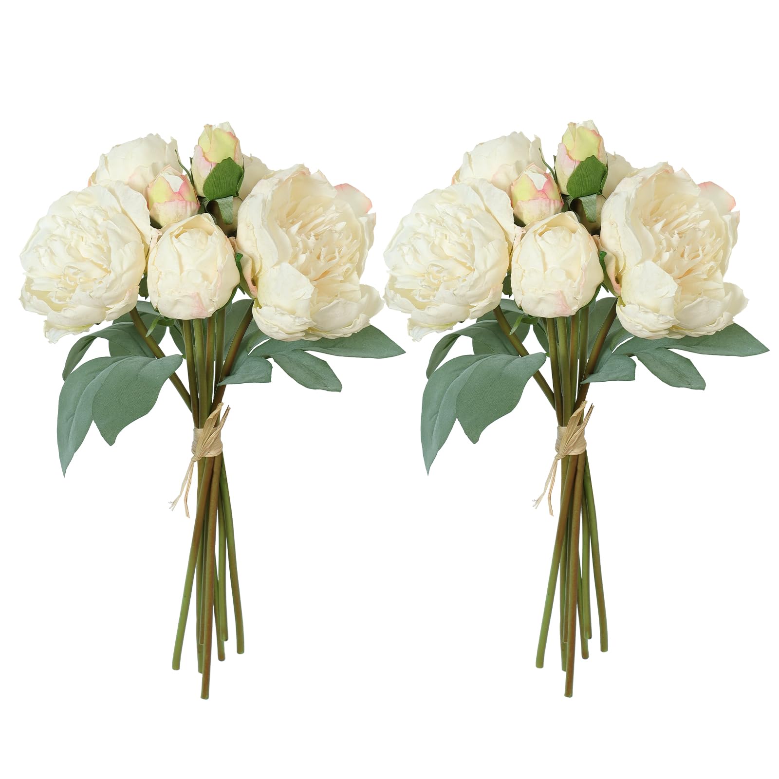 TOCHGREEN Artificial Peonies Silk Flowers 2 Bouquets Vintage Fake Peonies 14pcs Heads Faux Peony Flowers with Stems for Home Wedding Table Decoration Bridal Bouquet Crafts Floral A image 2