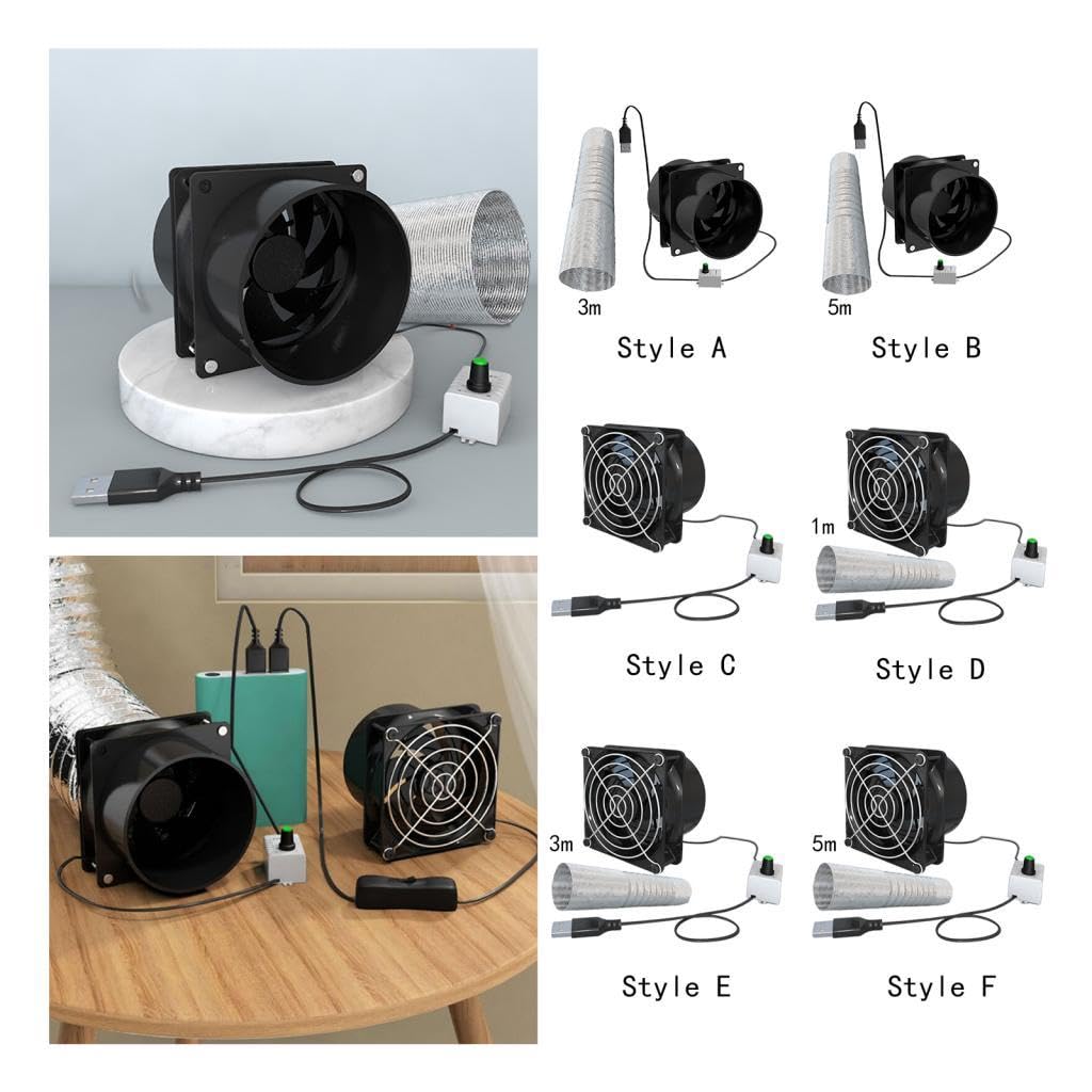 FABLOFT Exhaust Fan Yacht Energy Saving Portable Ventilator for Window Toilets Attic Dual Fan 3M Tube 4