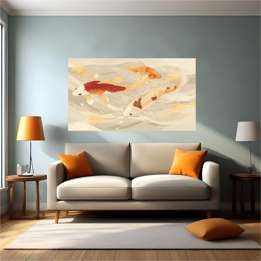 Vinilo Koi acuarela autoadhesivo 120x80 cm adhesivo decorativo pared