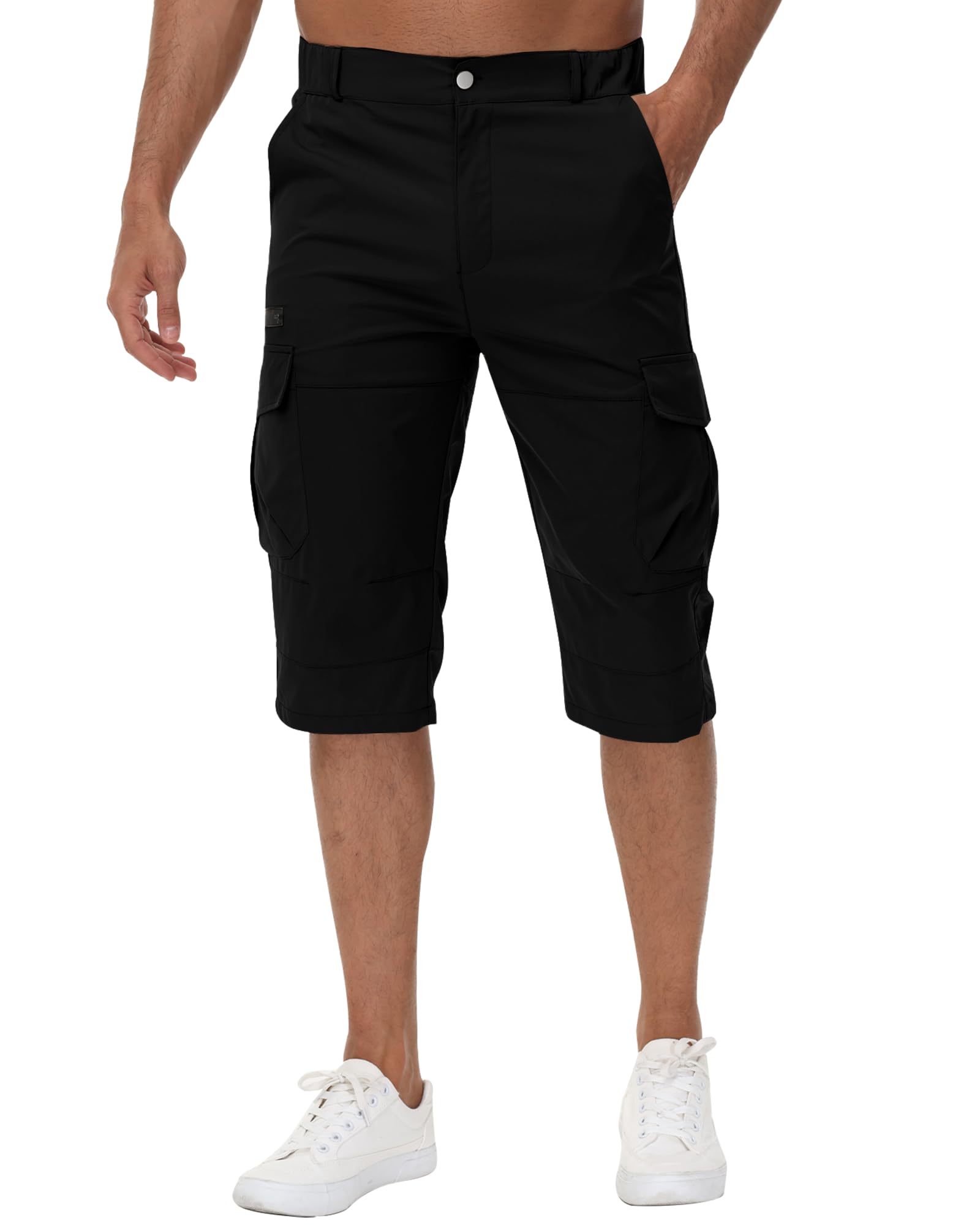LVCBL Męskie spodnie rowerowe 3/4 Quick Dry Outdoor spodnie trekkingowe letnie elastyczne bermudy szorty męskie krótkie M-3XL