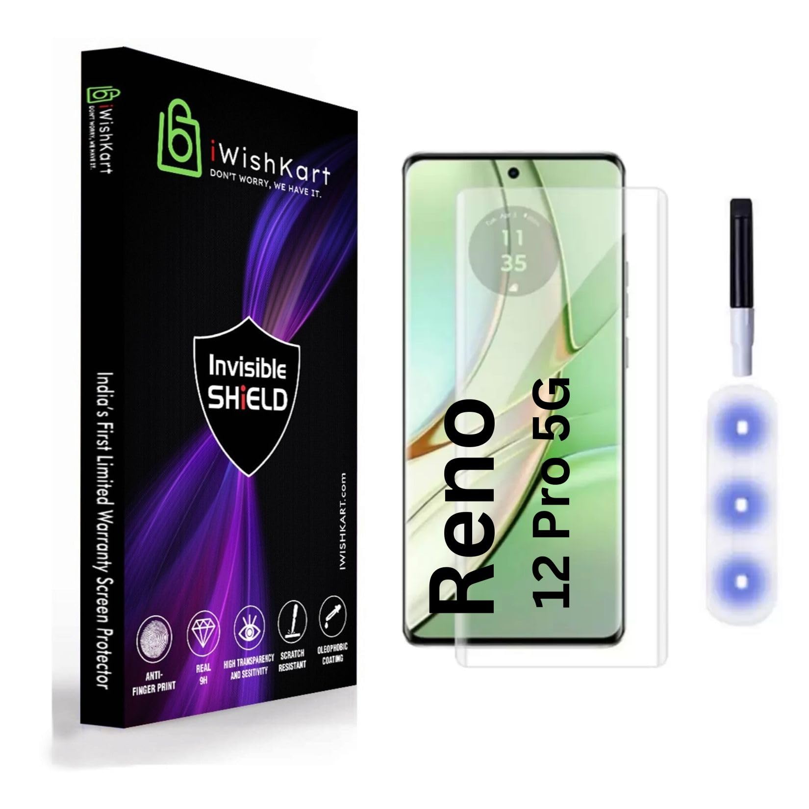 iWishKart® Oppo Reno 12 Pro 5G UV Tempered Glass screen protector guard Full Edge to Edge 9H Full Glue FHD with Easy Installation kit (12pro) (B0D9DVDH8S) Amazon Price History, Amazon Price Tracker