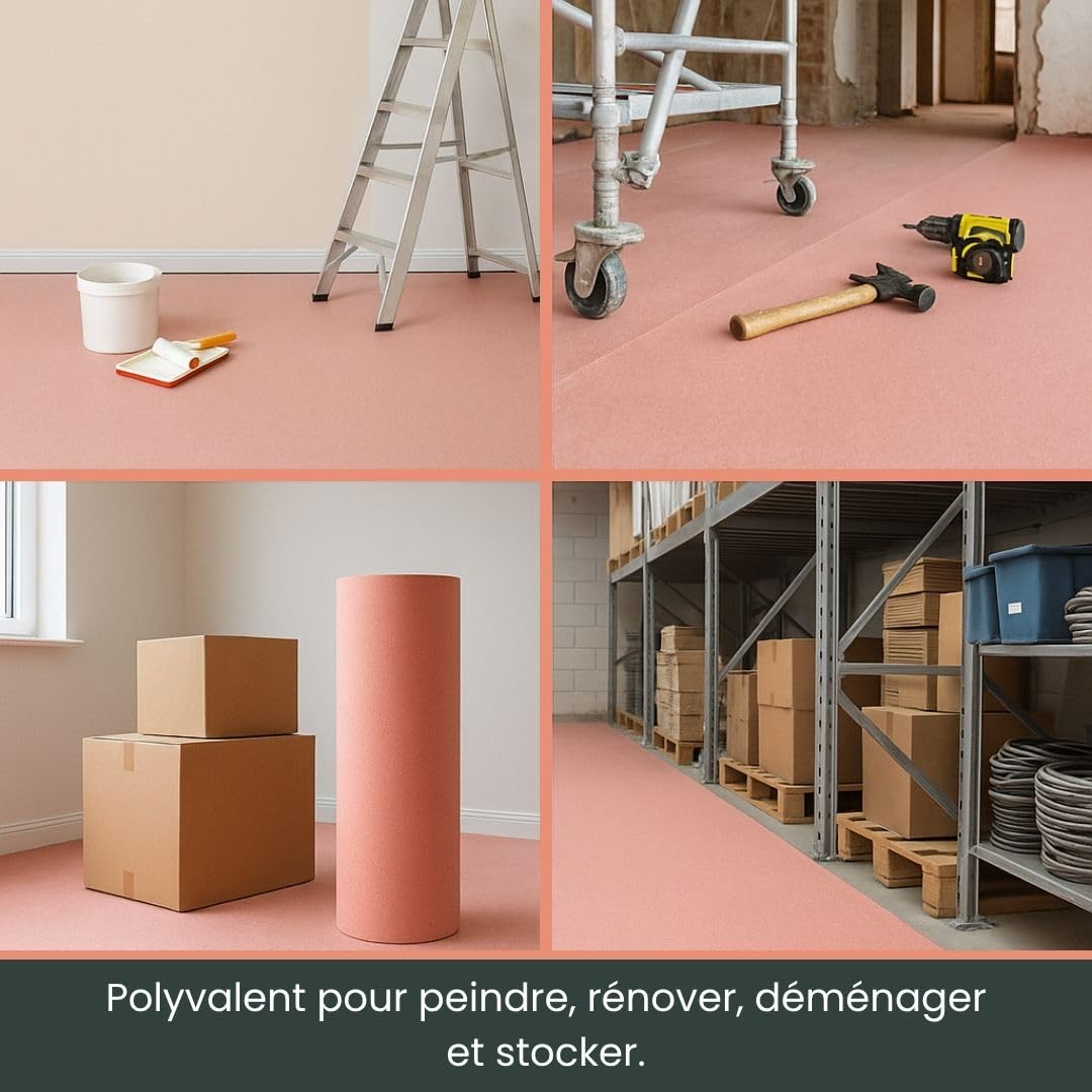 Perfect Cover Polycover (0,75x100m / 75m² / 140gsm) – Feutrine Protection Sol, Rouleau Protection Peinture, Revêtement Antidérapant Étanche Pour Rénovation, Travaux, Peinture, Chantier