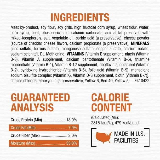 Burger with Cheddar Cheese Flavor Dry Soft Dog Food Pouches, Made with Real Beef, 100% Complete & Balanced Nutrition for Adult Dogs - 36 Pouches