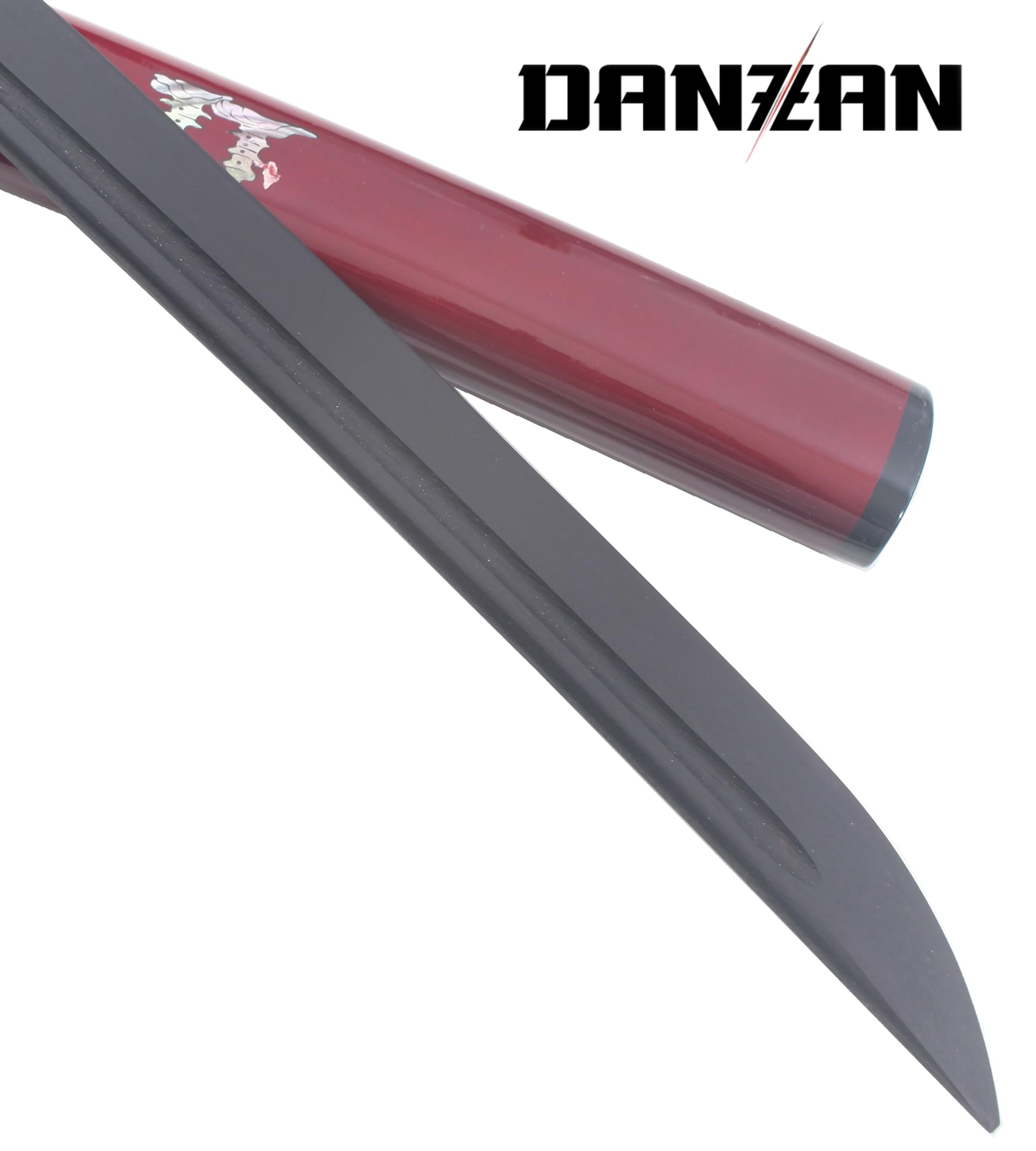 Danzan Katana en Bois Lame en Bois Katana Dragon Rouge Epee Japonais Sabre Katana Samourai - Lame Bois Noire