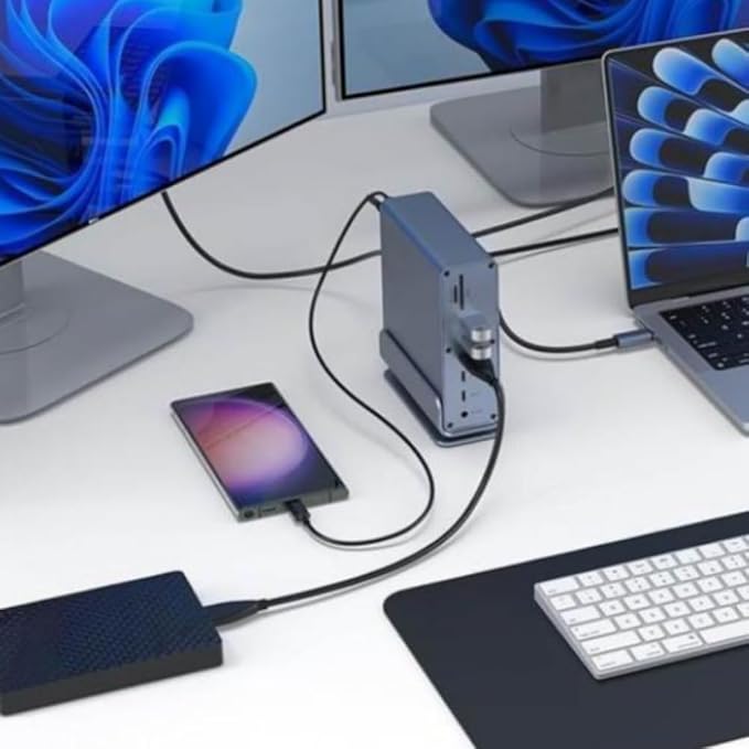 Hub USB C 16 en 1 Docking Station Triple Monitor DP 2 HDMI RJ45 PD100W miniatura 4