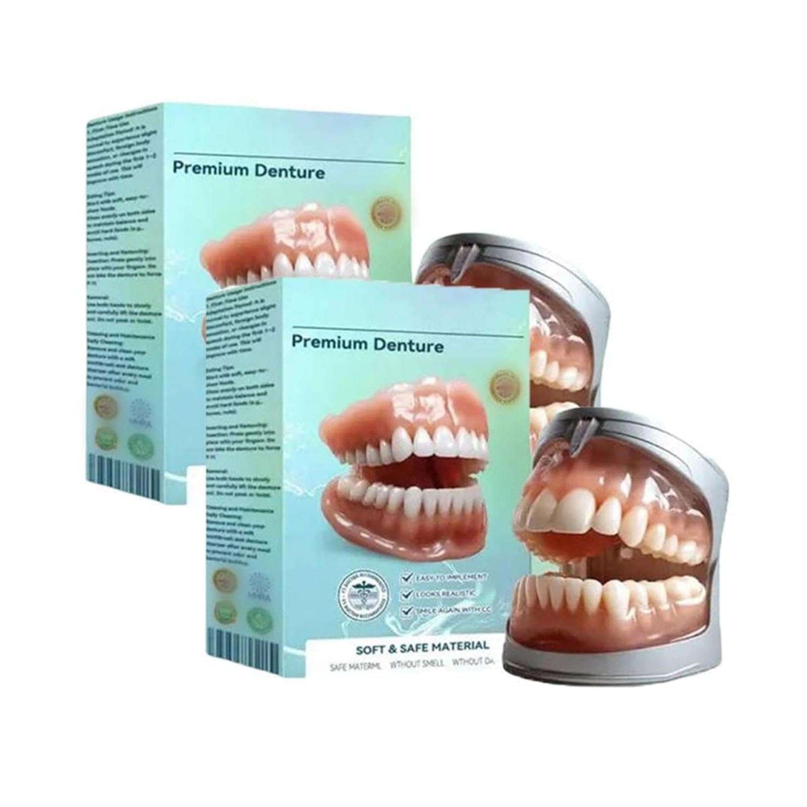 Ensemble Complet De Prothèses Dentaires Haut De Gamme, Prothèses Dentaires En Silicone Sur Mesure Pour Le Haut Et Le Bas, Ajustement Naturel, Pour Hommes Et Femmes (2Set)