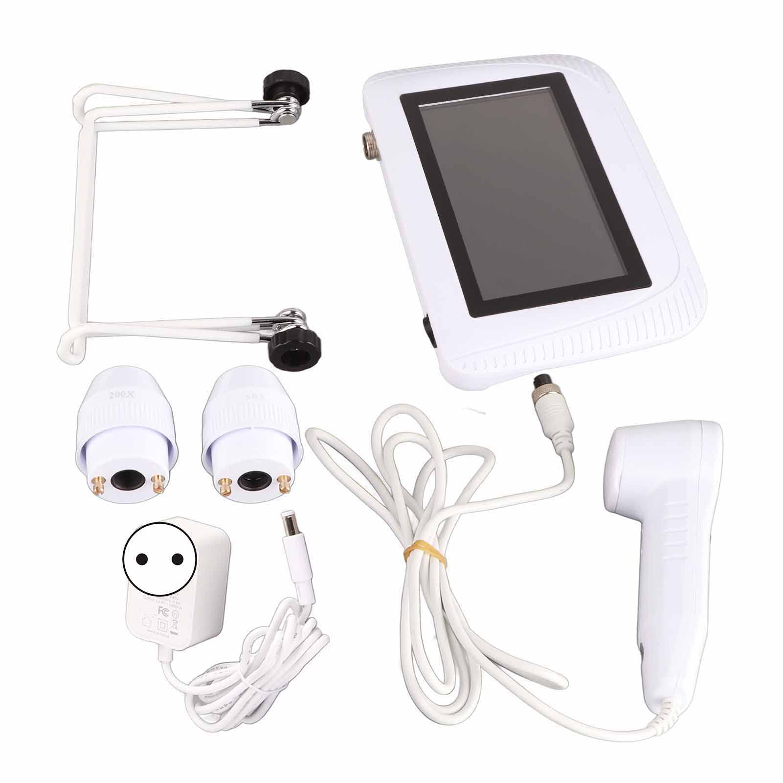 Analizzatore Diagnostico Capelli e Pelle Professionale, Tricocamera 5 Pollici con Ingrandimento 50x-200x, Rilevatore di Cuoio Capelluto, Misuratore Umidità Oleosità, Diagnosi Digitale LCD per Viso Fo