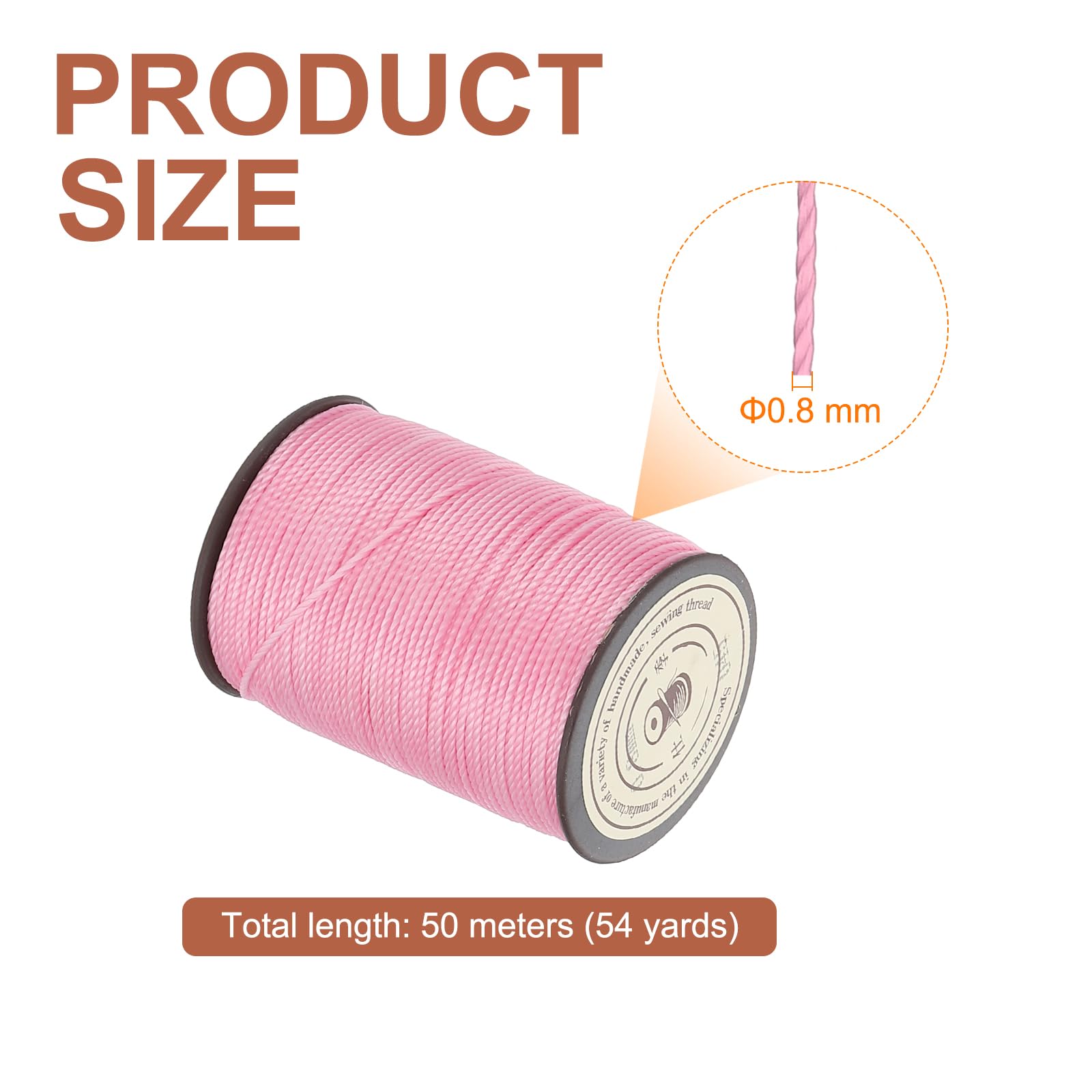 HARFINGTON Waxed Cord 0.8mm Pink Waxed Polyester Cord 54 Yards String Thread Macrame Beading Wax Cord for Bracelet Necklace Jewelry Making