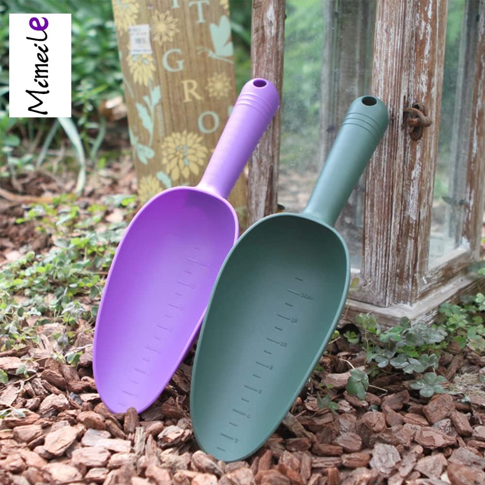 Plastic Garden Shovel Hand Trowel Tool Non-Slip Potting Soil Scoop Flowerpot Transplanting Digging Weeding Planting Cultivation 2 PCS