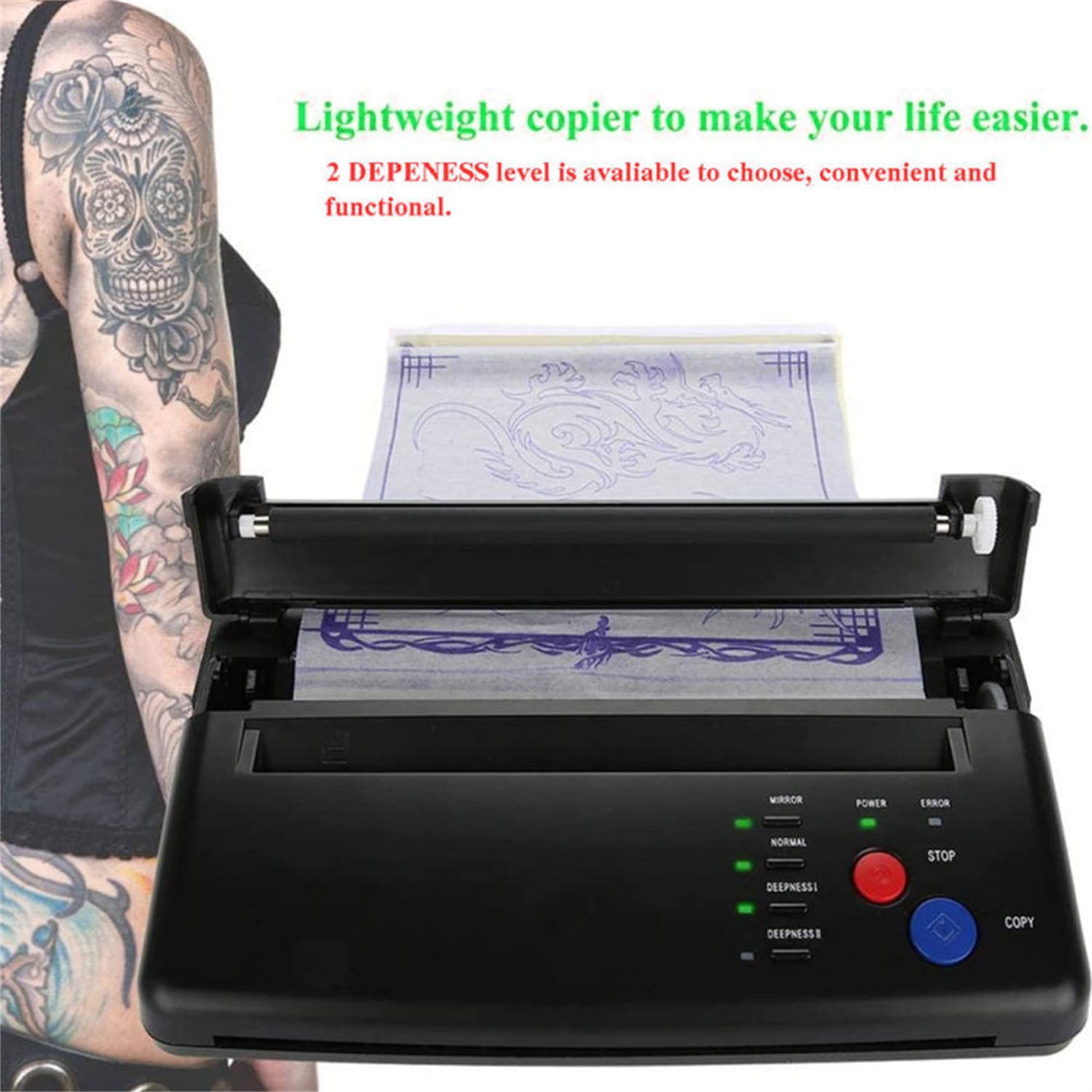 タトゥー　ステンシルプリンター Amazon.co.jp: プロのタトゥーステンシルメーカートランスファーマシン