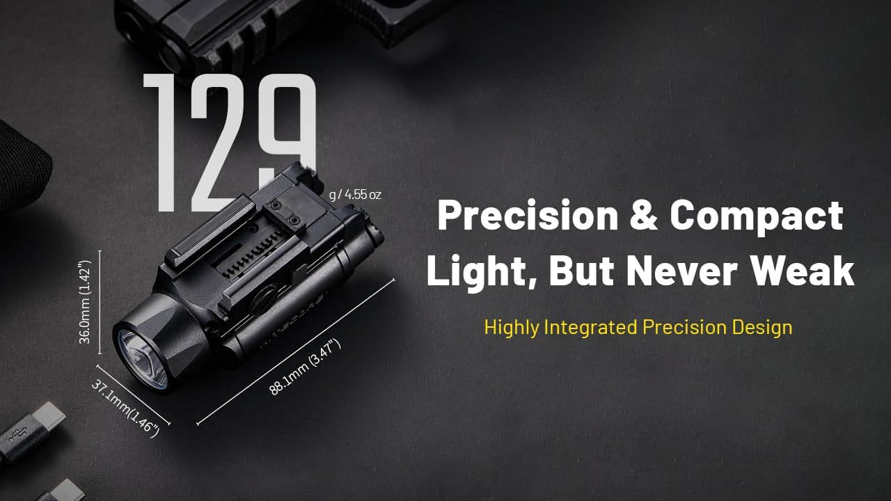 Nitecore NPL35 2000 Lumen Rail Mount Tactical Flashlight Compact Weaponlight, Magnetic Rechargeable with Adjustable Rail Mount Sticker
