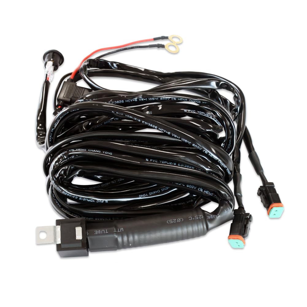 Handster Automotive Wring Harness with 30A Fuse, 12V 40A Relay, 2 Pin DT Connectors and Switch Kit for Motorcycle Off Road Truck Machinery and Marine LED Work Light Bar