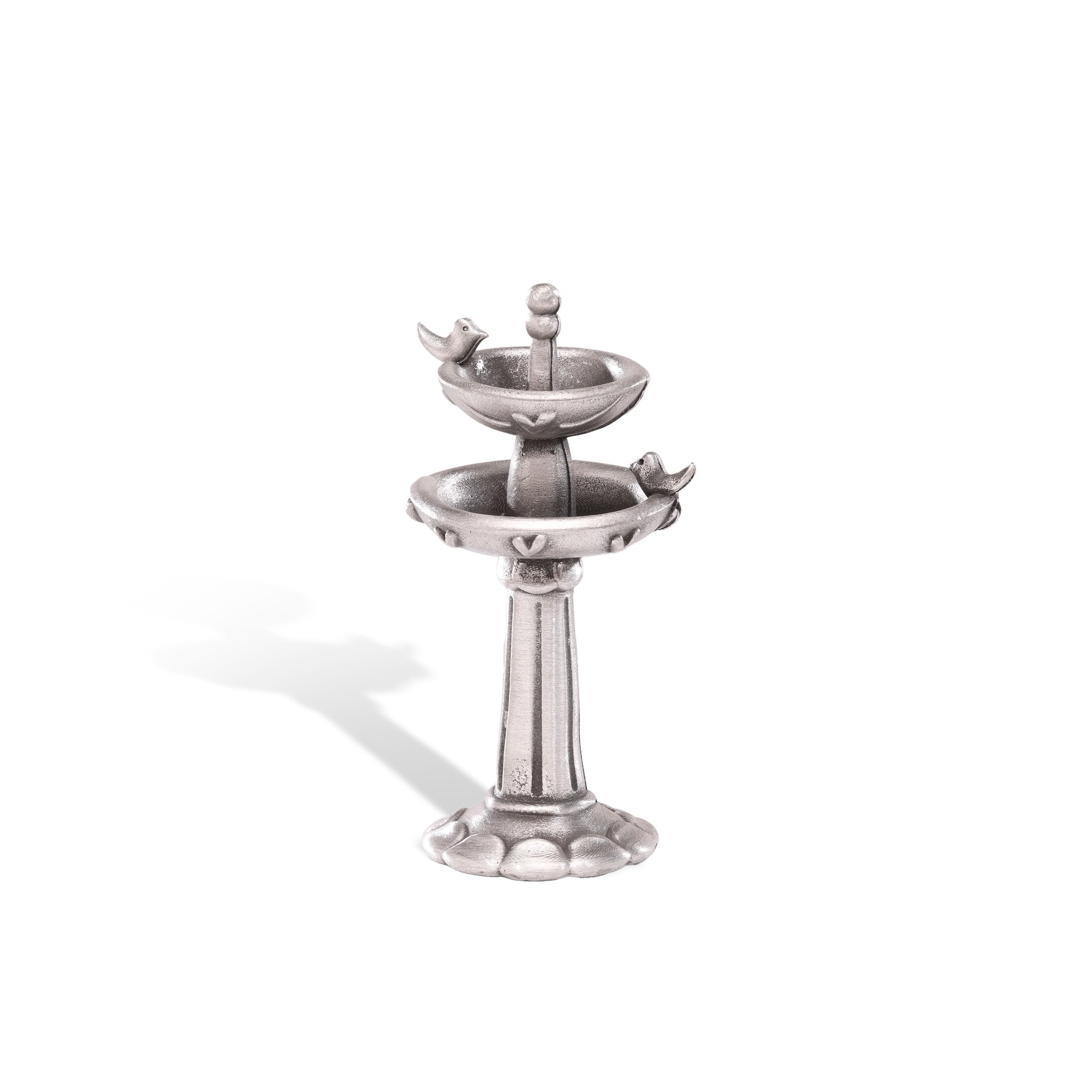Bird Bath Fountain Pewter Holiday Figurine Christmas Décor