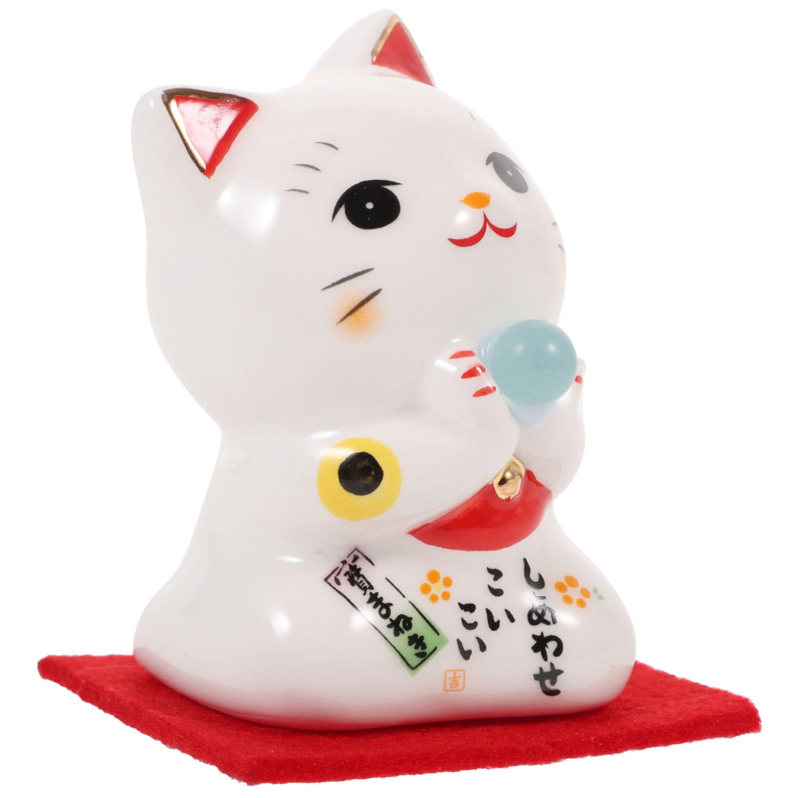 Alipis 5 Piezas Gato Suertudo Mini Maneki-Neko Dinero Gato Modelo Figura Decoración del Gato De La Fortuna Decoración Japonesa para El Hogar Estatuillas De Miniaturas Auto Cerámica