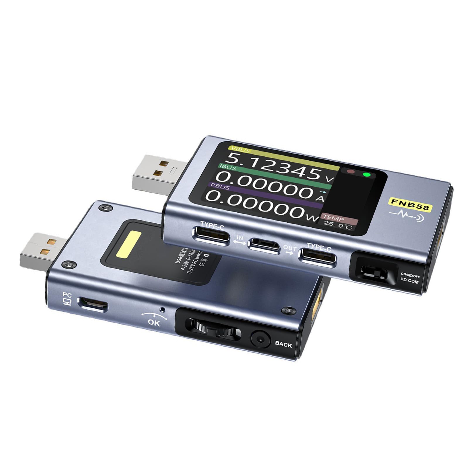 Ausla Tester 4-28V 7A LCD USB A&C Napięcie Prąd Moc Test Cyfrowy Multimetr Bluetooth z 2.0 Calowym Wyświetlaczem LCD HD dla PD2.0 PD3.0 QC2.0 QC3.0