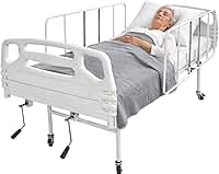 Cama Hospitalar Manual 2 Manivelas com Altura fixa do Leito e 6 posições com Colchão D33 Grades Semi Luxo
