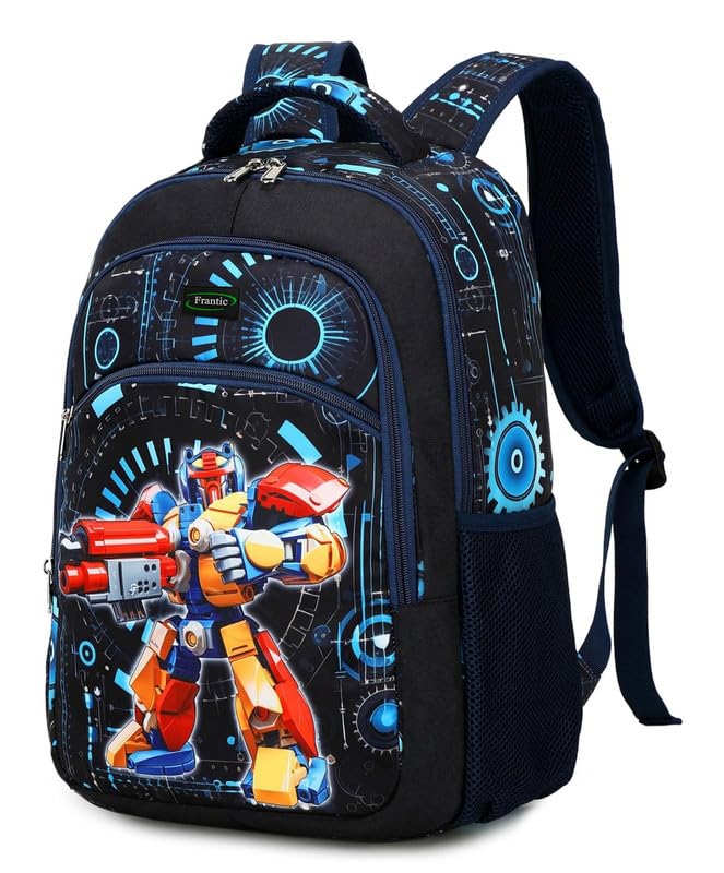 Image of Frantic Waterproof Polyester 35 L School Backpack With Pencil /Staionery Pouch School Bag Class 1 to 8 Daypack Picnic Bag For School Going Boys & Girls(RR Blue Transformer B)
