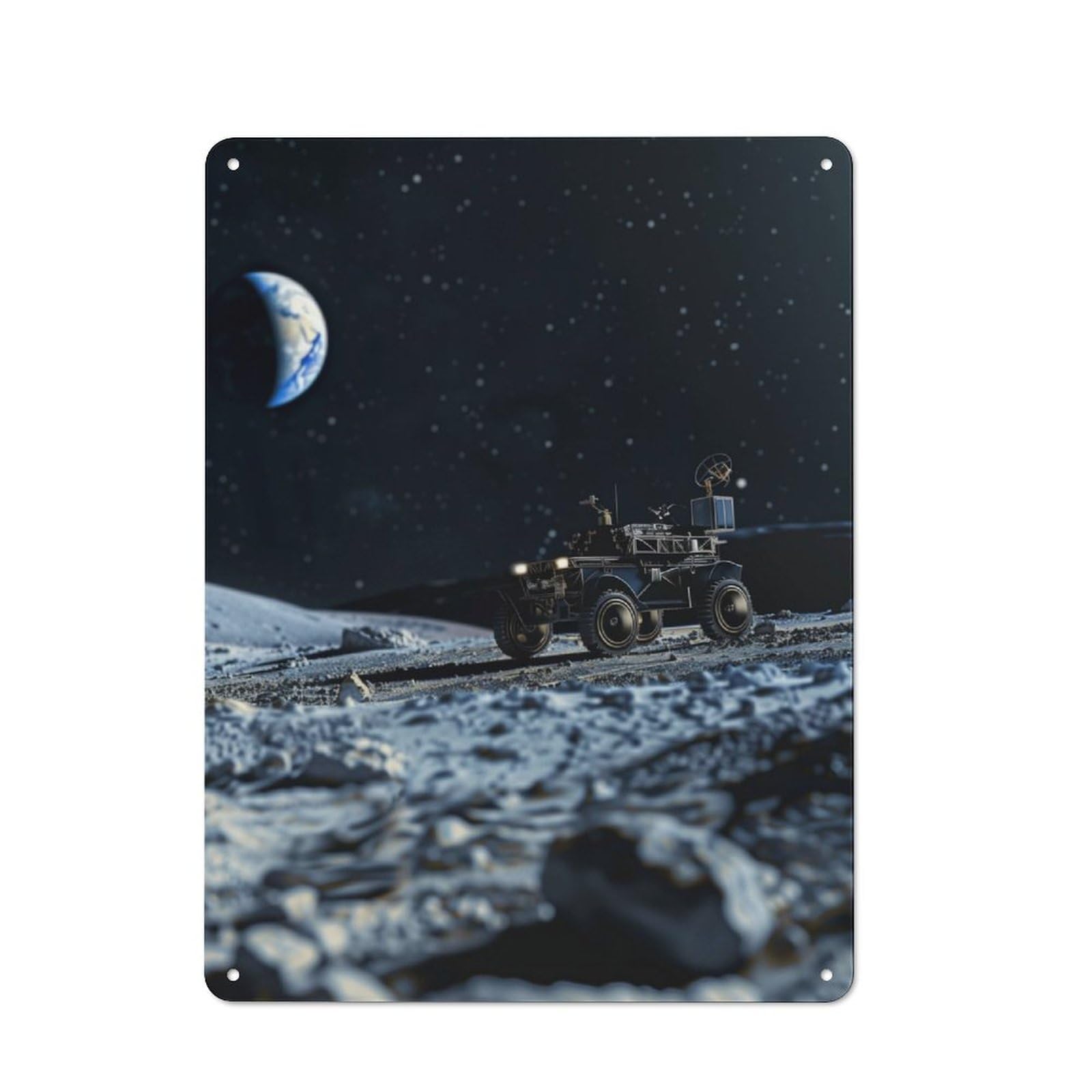 Metal Plaque 40x30cm with Lunar Expedition for Workshop Wall, Retro Decor, for Garage, Workshop And Man Cave Decoration